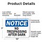 Signmission No Trespassing After Sunset OSHA Notice Sign, Plastic, 10in W x 7in L, 2PK OS-2PACK-NS-P-710-L-14907 - alternate 6